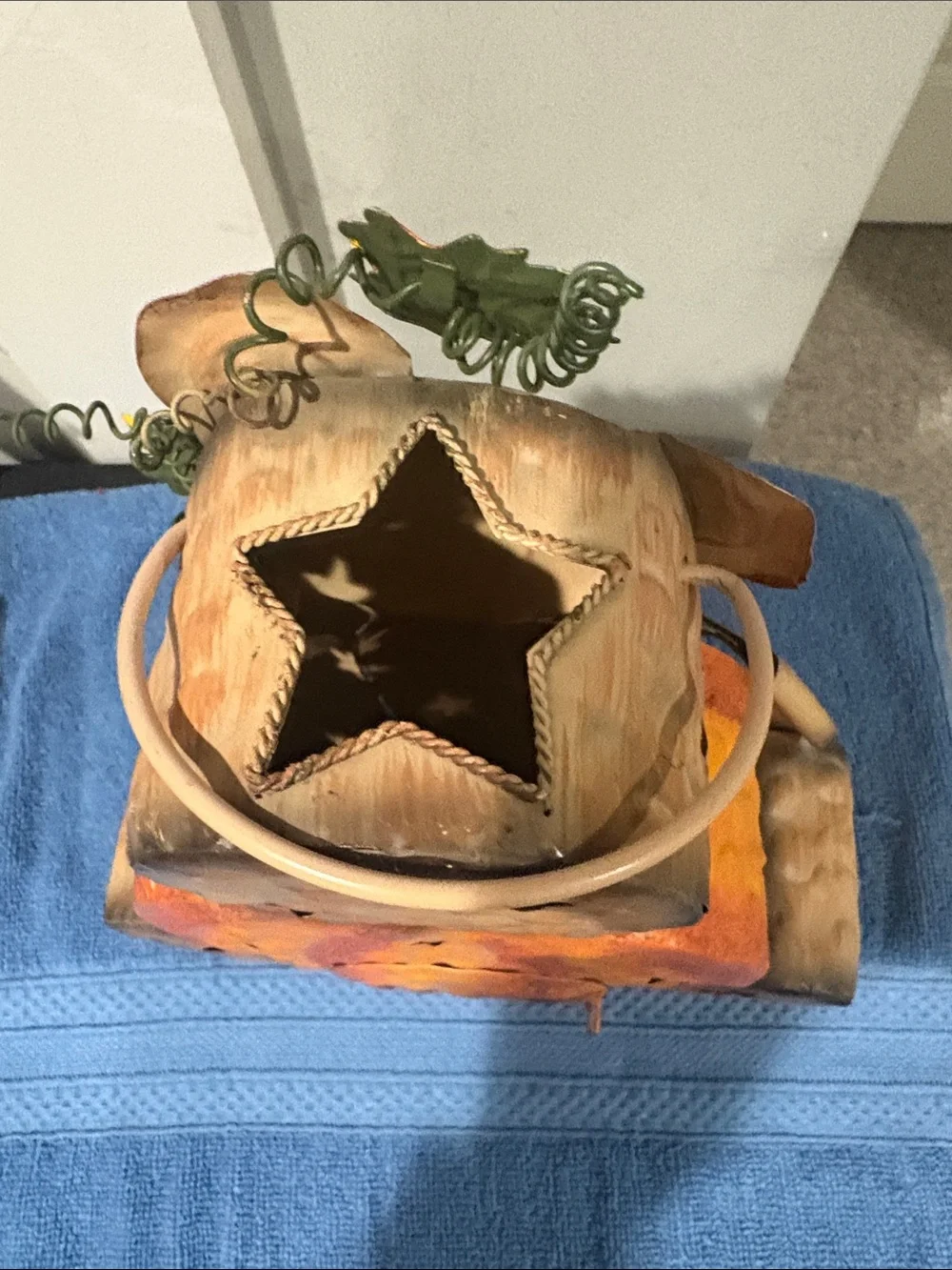 Home Interiors Orange & Brown Bear Pumpkin Fall Accent